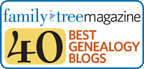 Family Tree Magazine 40 Best Genealogy Blogs badge