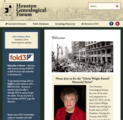 Hello Texas! Come Say “Hi” at the Houston Genealogical Forum