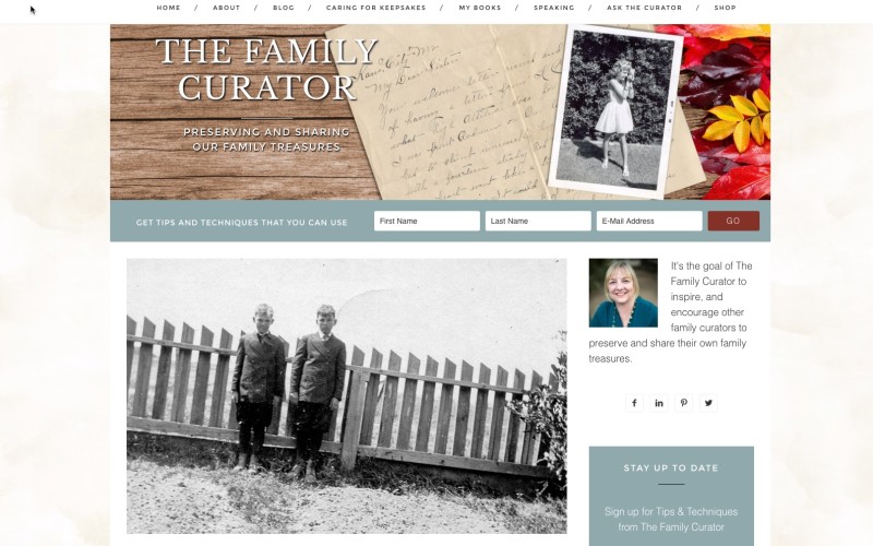 screenshot of Family Curator Blog