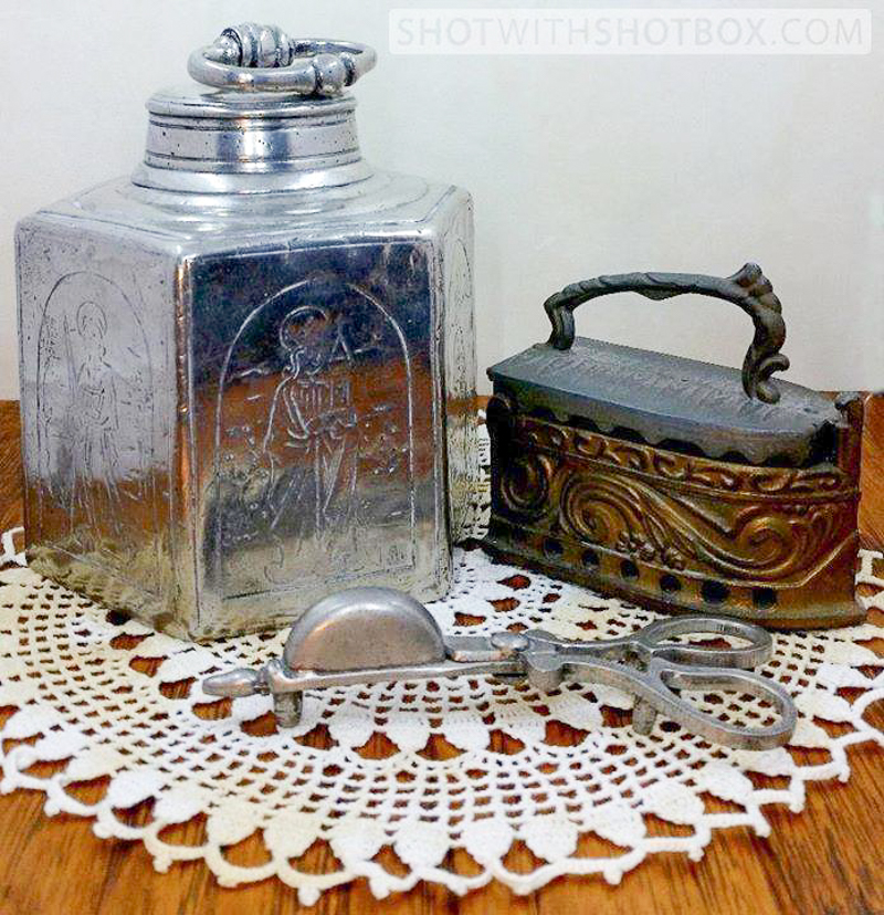 Silver tea caddy and box shot with Shotbox.