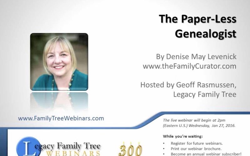 Paperless Genealogist Webinar